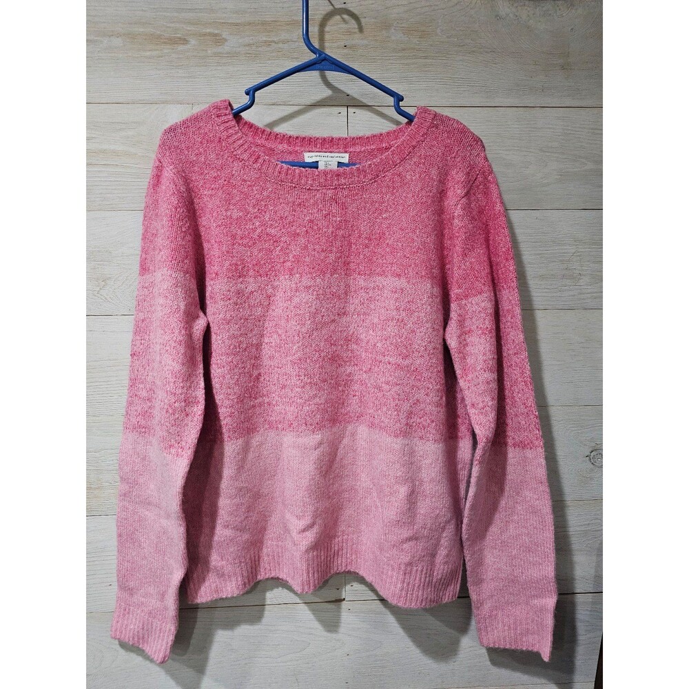 Cupcakes & Cashmere Pink Ombré Sweater Crewneck Long Sleeve Size L